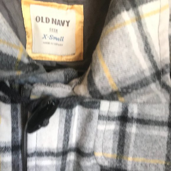OLD NAVY SIZE X SMALL FLANNEL HOOD JACKET ZIP FRONT NW  PLAID - Picture 2 of 5